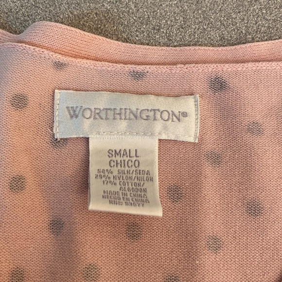 Worthington - silk blend polka dot cardigan. Size S - Picture 3 of 10